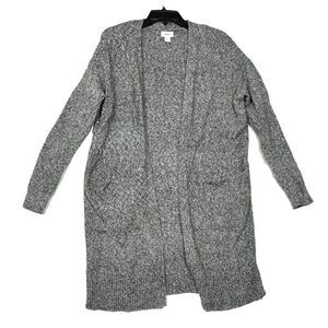 Old Navy Cardigan Womens size Medium Gray Duster Black Gray Long Sleeve Grey
